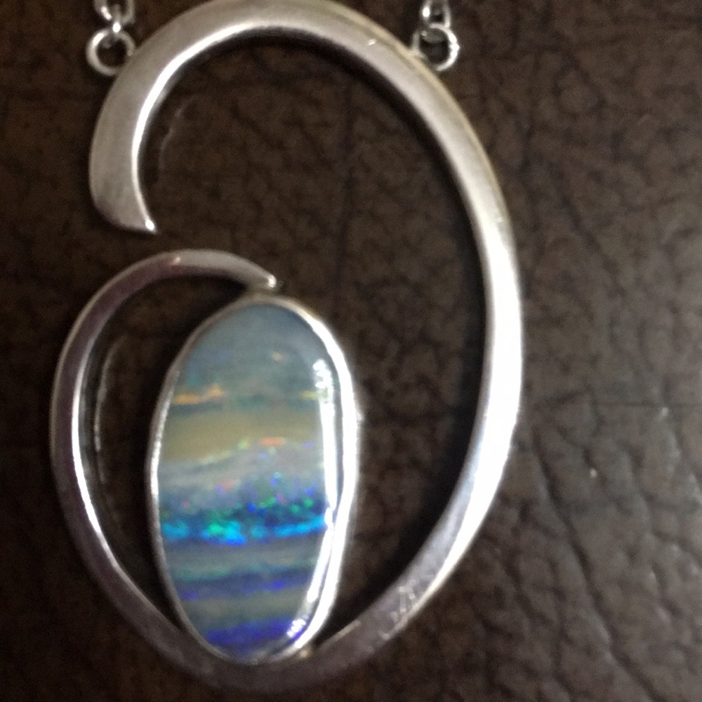 Blue opal genuine sterling silver
